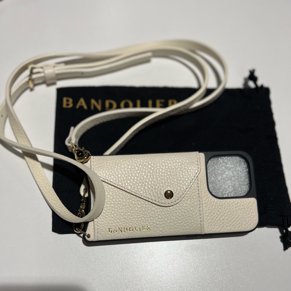 Bandolier Donna IPhone 13 Pro case and strap in Ivory/Gold